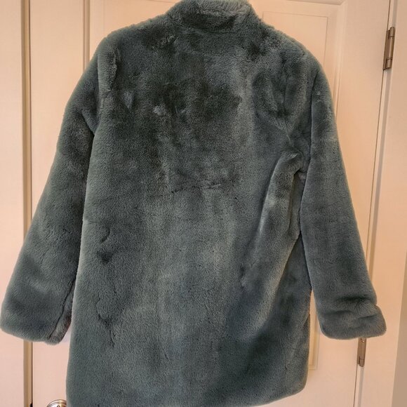 Lovestitch Electric Feel Pine Green Faux Fur Coat Soft Cozy Warm Winter Medium - Picture 3 of 13
